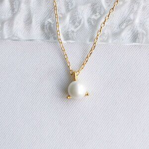 NEW Kate Spade Brilliant Statements Tri-Prong Gold Pearl Pendant Necklace